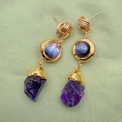 Amethyst & Purple Murano Glass Drop Earrings