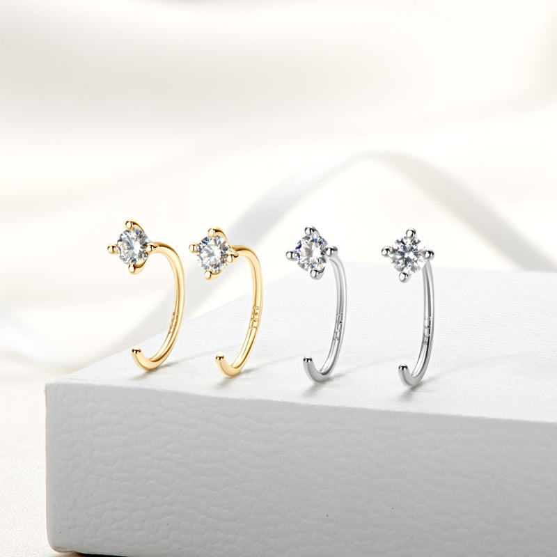 Elegant 925 Silver 3.5MM 0.2CT Moissanite Diamond Hoop Earrings