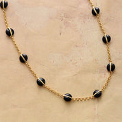 Black Onyx Choker Gold Plated Necklace