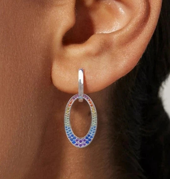 925 Silver Rainbow Colorful Zicron Earrings