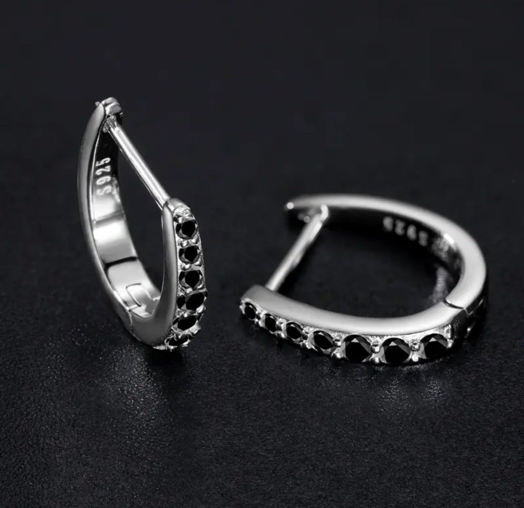925 Silver 2MM 0.21CT Moissanite diamond hoop clip Earrings