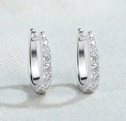 925 Silver 2MM 0.21CT Moissanite diamond hoop clip Earrings