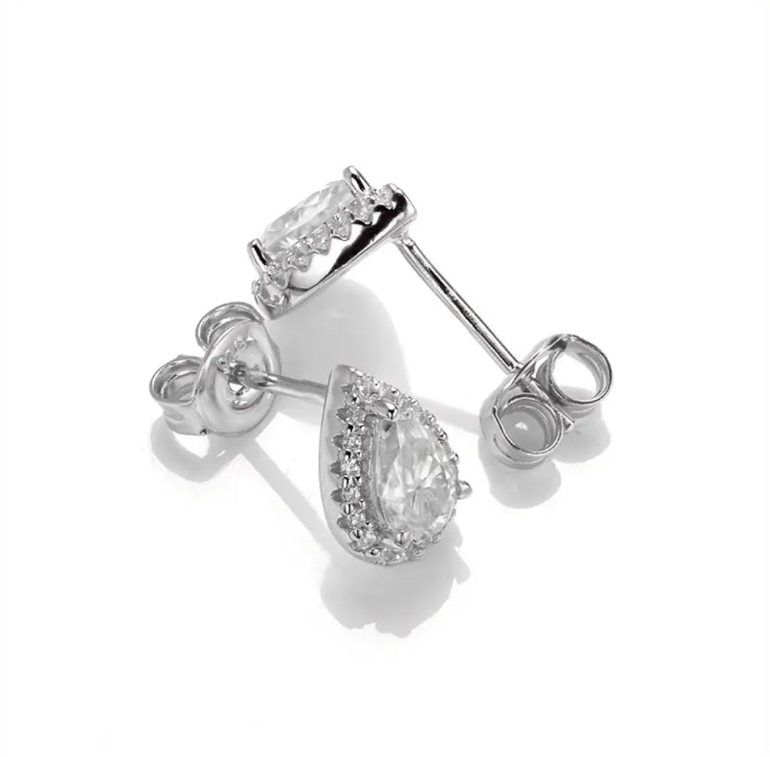 925 Silver 5MM 0.5CT Moissanite Diamond Pear Earrings
