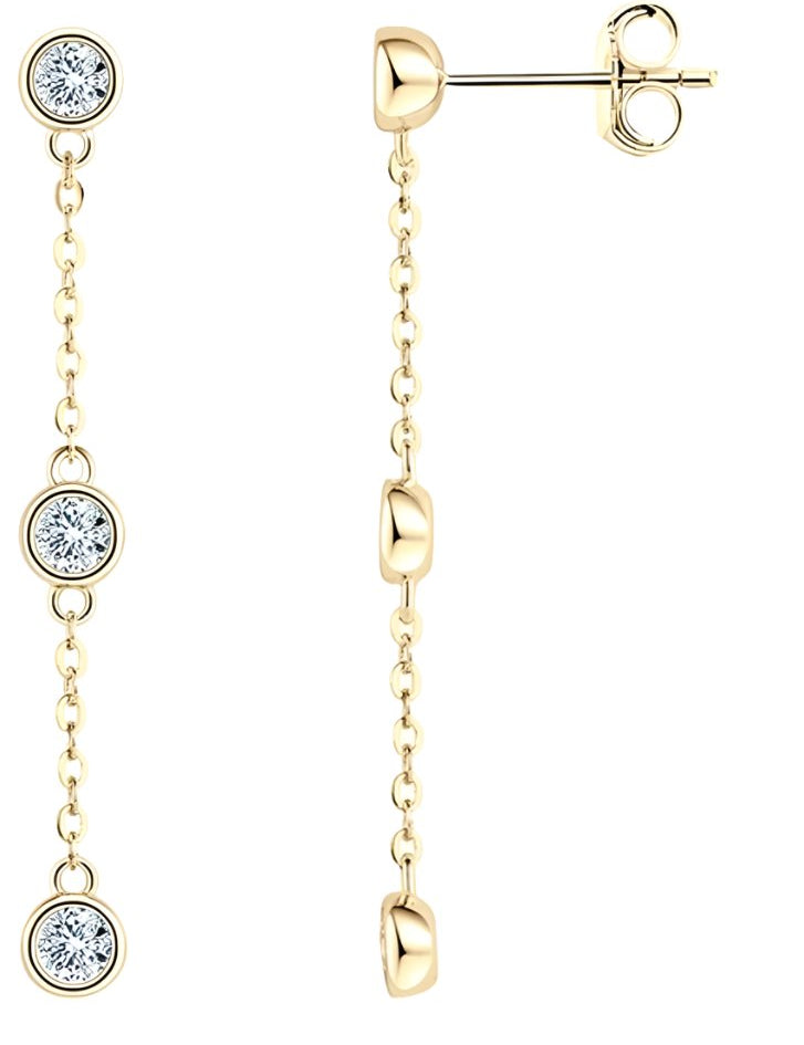 925 Silver 3MM 0.1CT Tassel Moissanite Diamond Earrings