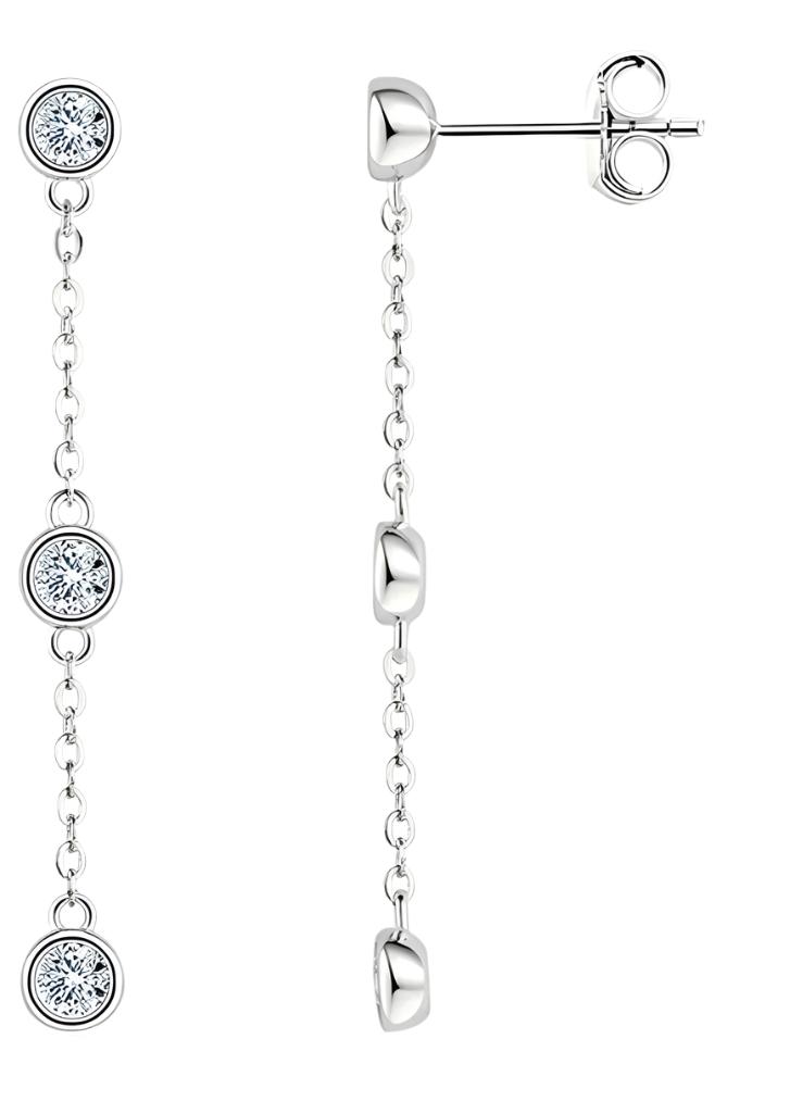 925 Silver 3MM 0.1CT Tassel Moissanite Diamond Earrings