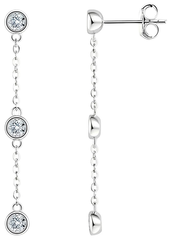 925 Silver 3MM 0.1CT Tassel Moissanite Diamond Earrings