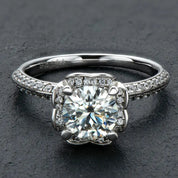 925 Silver 1ct 6.5mm Moissanite Diamond Ring
