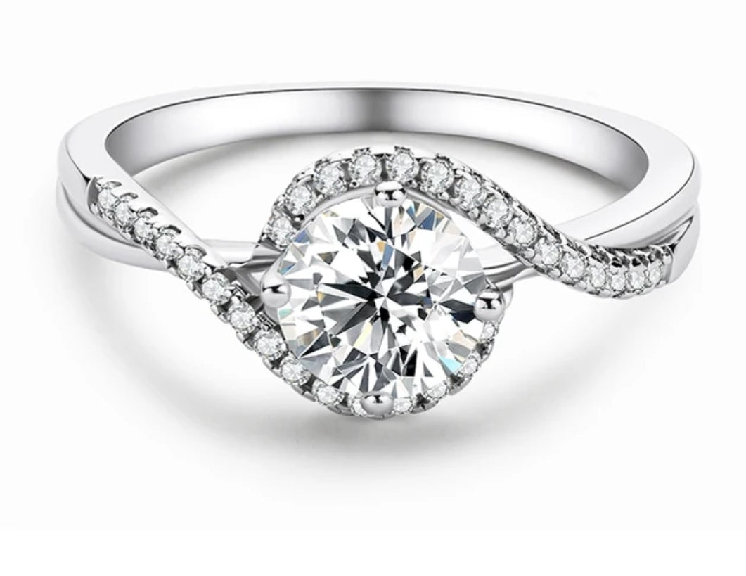 Elegant 925 Silver 1ct Moissanite Diamond Ring for Timeless Beauty