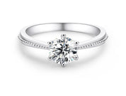 Elegant 925 Silver 1ct 6.5mm Moissanite Diamond Ring