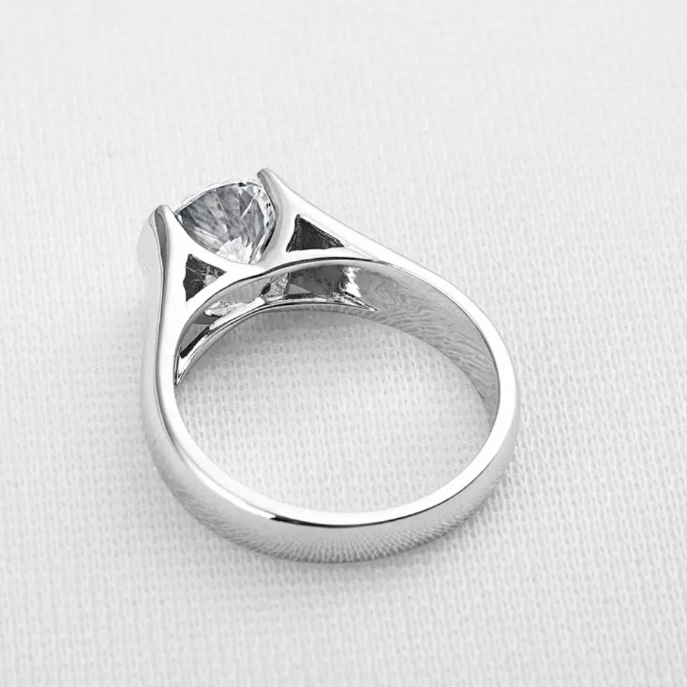 925 Silver 2ct 8mm Moissanite Diamond Ring