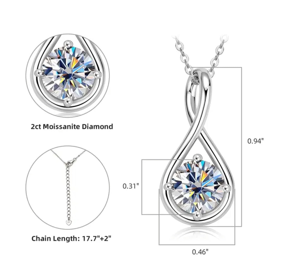 2Ct 8mm Moissanite Diamond Pendant Necklace