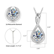 2Ct 8mm Moissanite Diamond Pendant Necklace