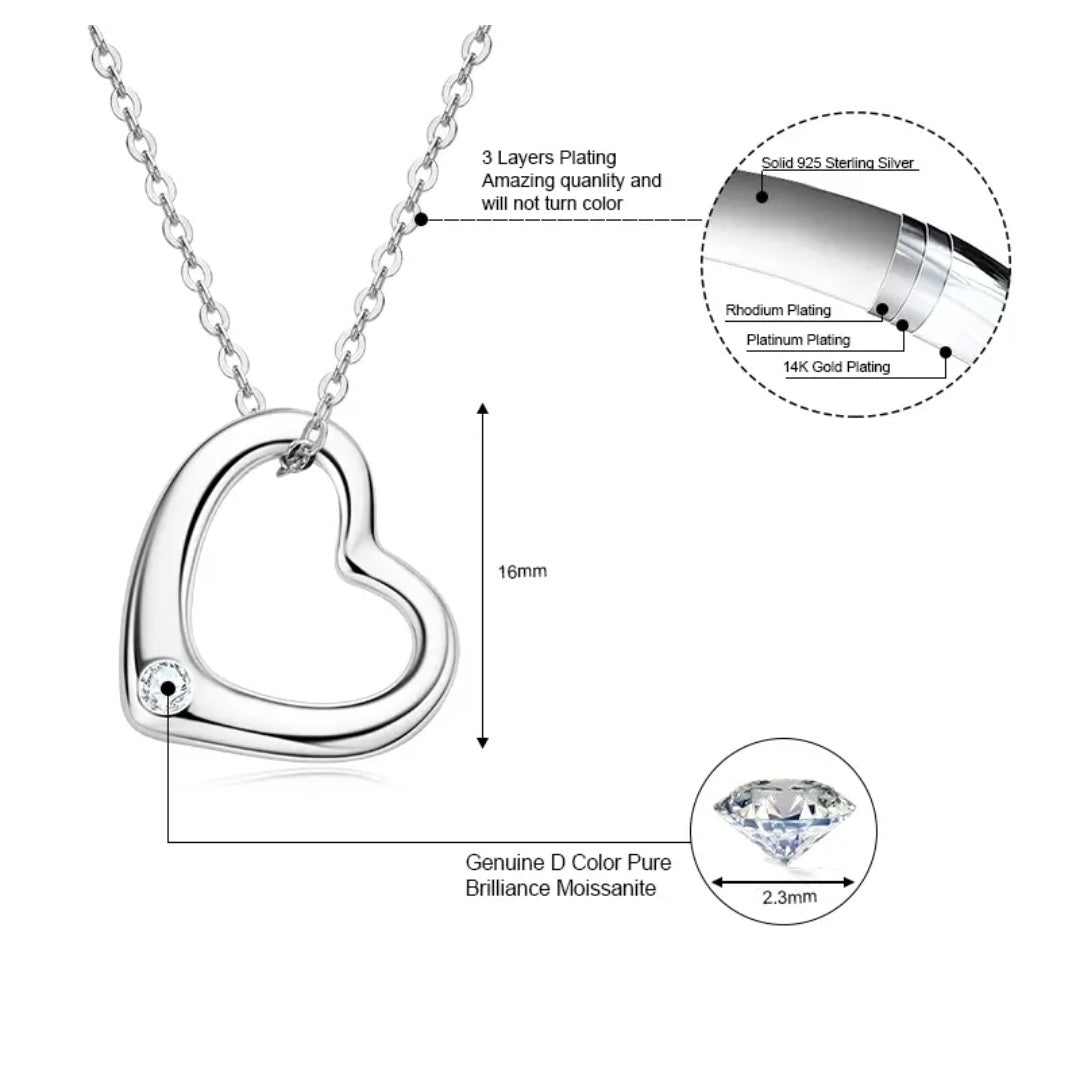 0.45Ct 2.3mm Heart Moissanite Diamond Pendant Necklace