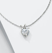 1Ct 6.5mm Heart Moissanite Diamond Pendant Necklace