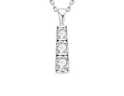 0.5mm 3 stone Moissanite Diamond Pendant Silver Necklace