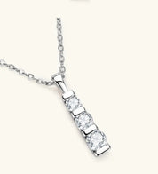 0.5mm 3 stone Moissanite Diamond Pendant Silver Necklace