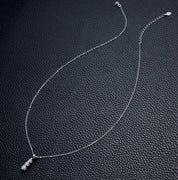 0.5mm 3 stone Moissanite Diamond Pendant Silver Necklace