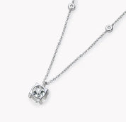 2Ct 8mm Moissanite Diamond Pendant Silver Necklace