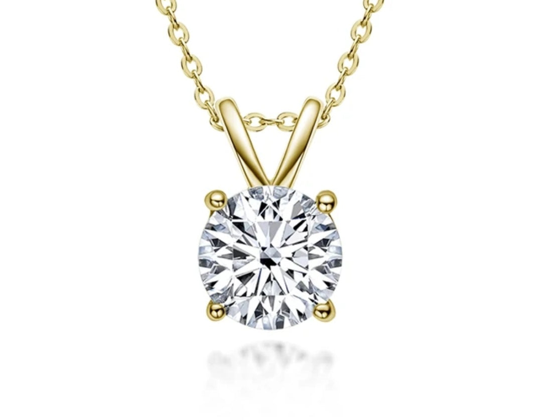 1Ct 6.5mm Moissanite Diamond Pendant Necklace