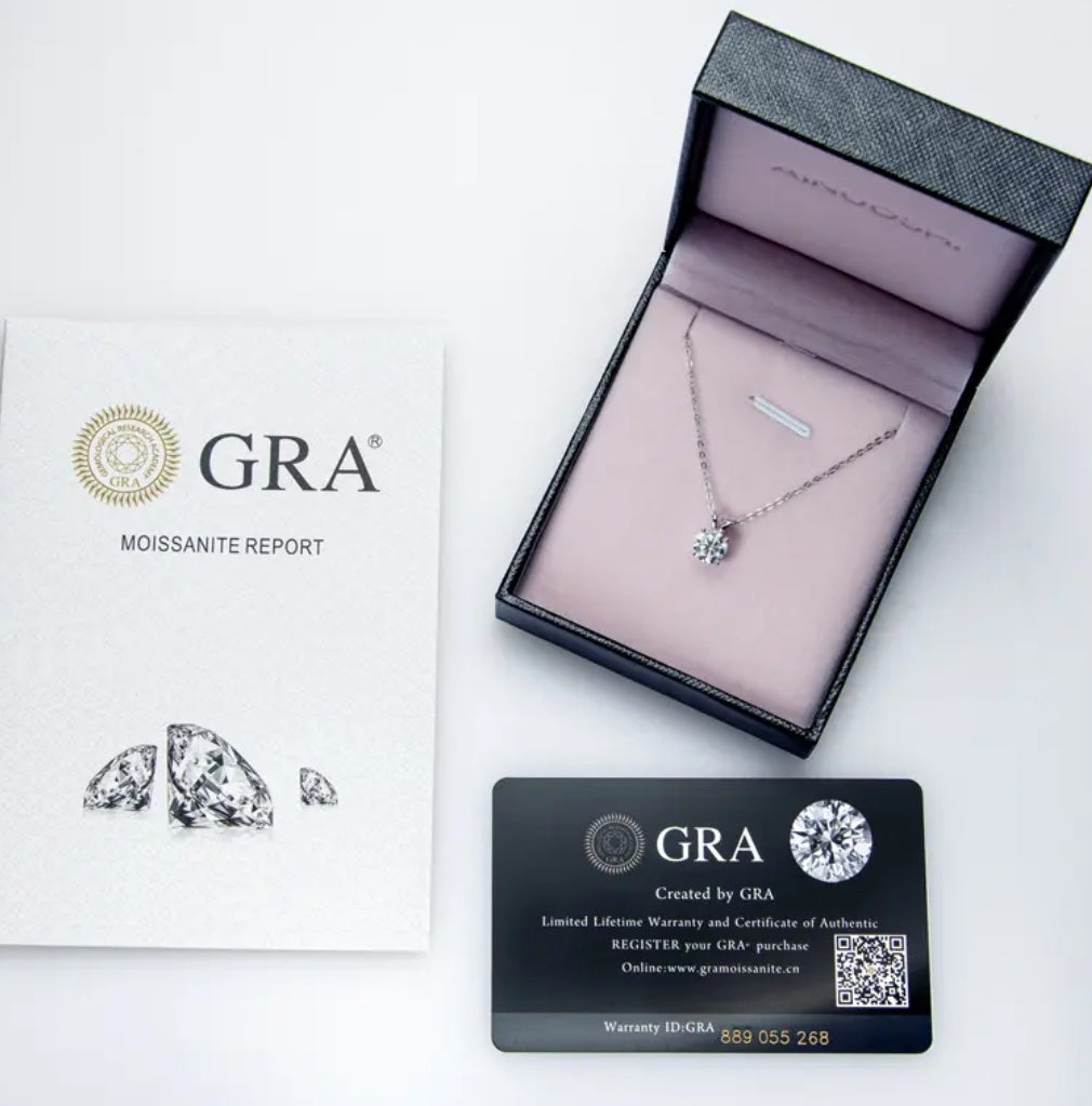 1Ct 6.5mm Moissanite Diamond Pendant Necklace
