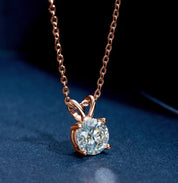 1Ct 6.5mm Moissanite Diamond Pendant Necklace