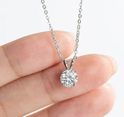 1Ct 6.5mm Moissanite Diamond Pendant Necklace