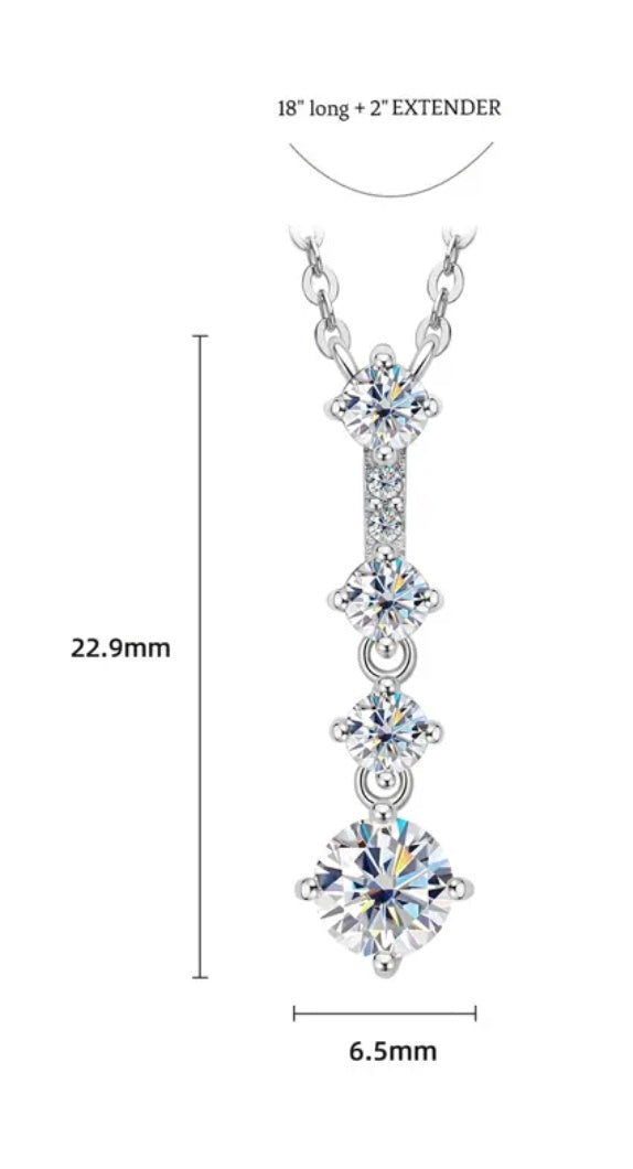 0.5Ct 5mm long Moissanite Pendant Necklace