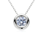 1Ct 6.5mm Moissanite Diamond Bezel Pendant Necklace