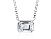 1Ct 6.5mm square Moissanite Diamond Pendant Necklace