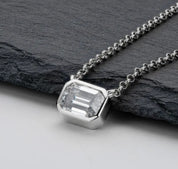 1Ct 6.5mm square Moissanite Diamond Pendant Necklace