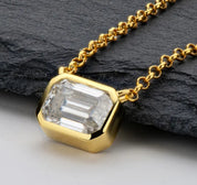 1Ct 6.5mm square Moissanite Diamond Pendant Necklace