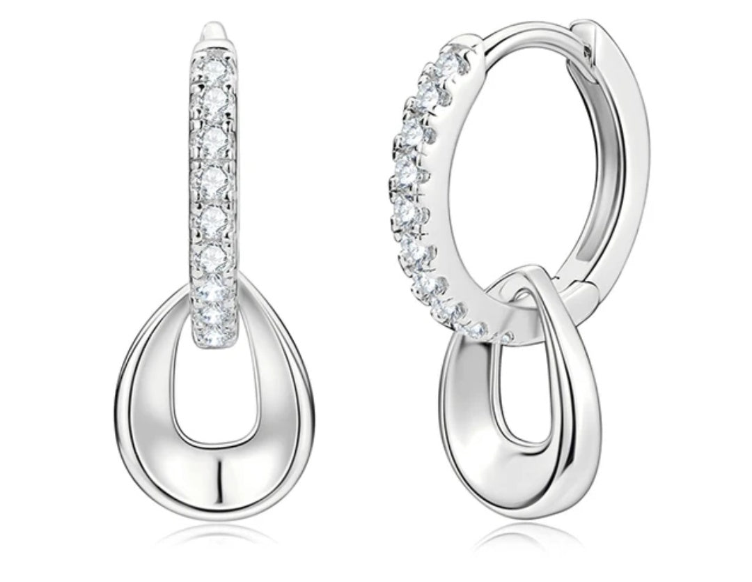 925 Silver 1.3mm 0.01CT Moissanite Drop Earrings