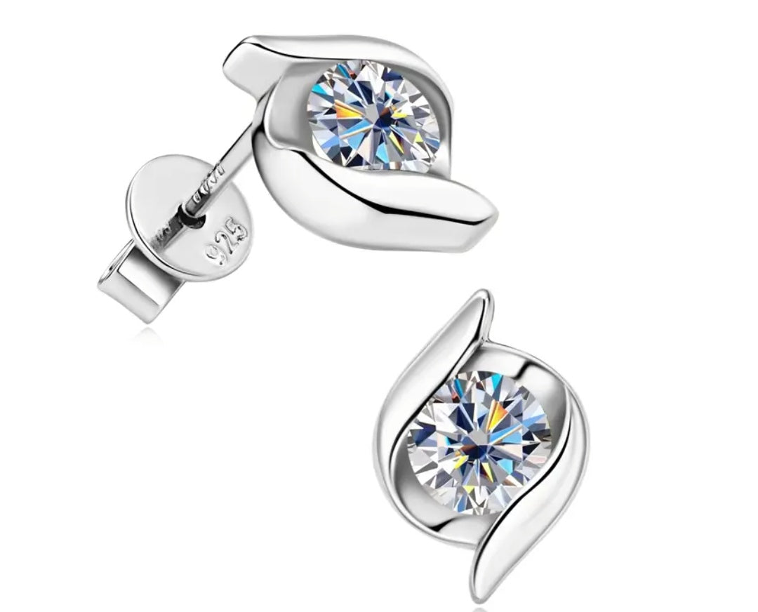 925 Silver Stud 5mm 0.5CT Moissanite Diamond Earrings
