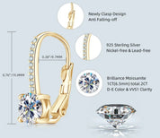 925 Silver 6.5MM 1CT Moissanite Diamond Stud Earrings