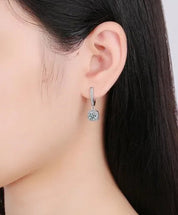 925 Silver 6.5MM 1CT Moissanite Diamond Square Drop Earrings