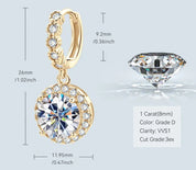 925 Silver 8MM 2CT Moissanite Drop Diamond Earrings