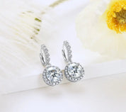 925 Silver 8MM 2CT Moissanite Drop Diamond Earrings