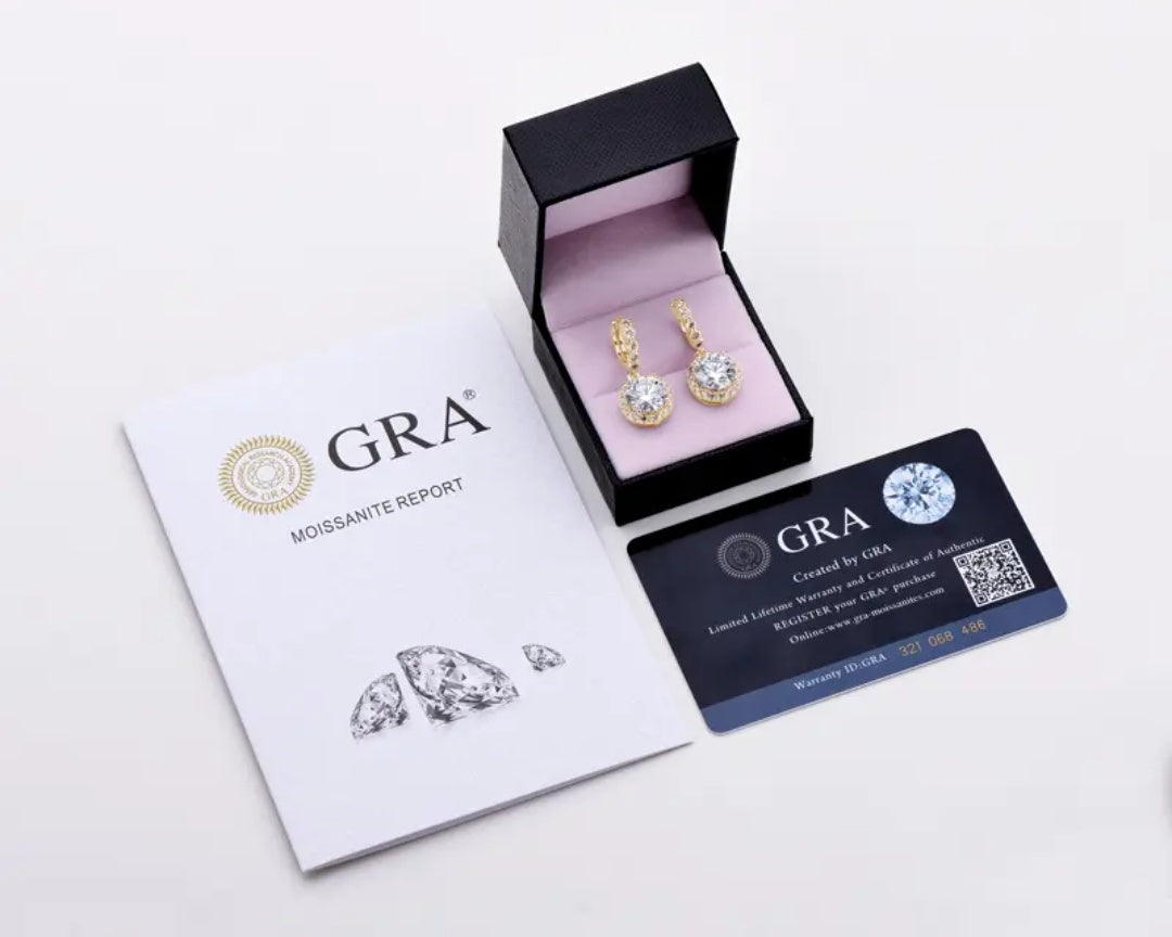 925 Silver 8MM 2CT Moissanite Drop Diamond Earrings