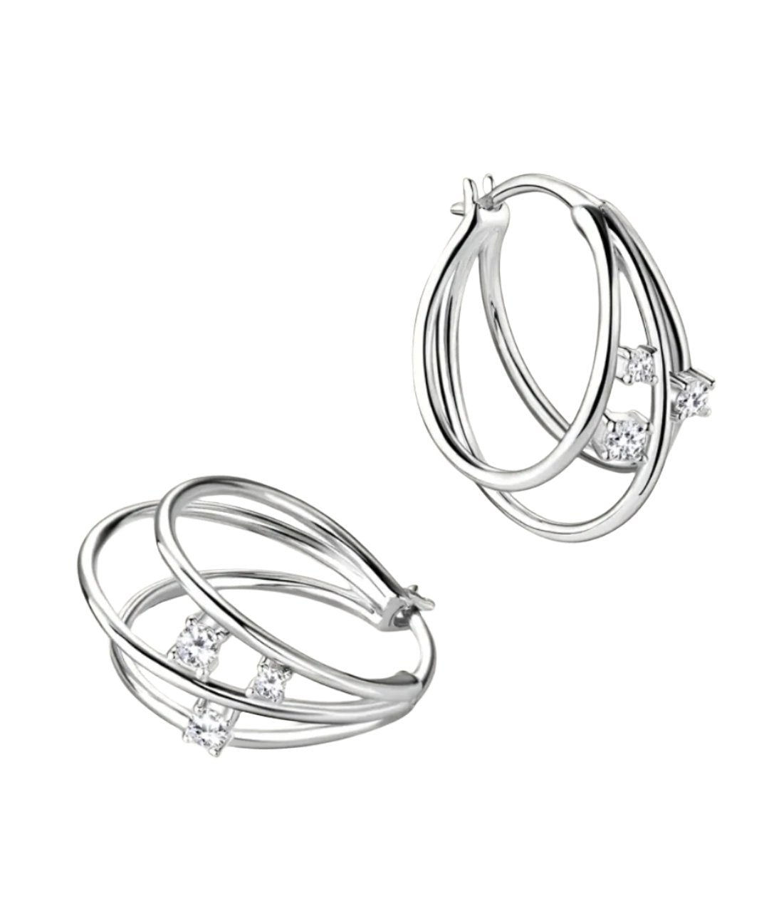 925 Silver Moissanite Split Hoop Diamond Earrings