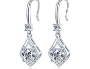 925 Silver 6.5MM 1CT Moissanite Diamond Drop Earrings