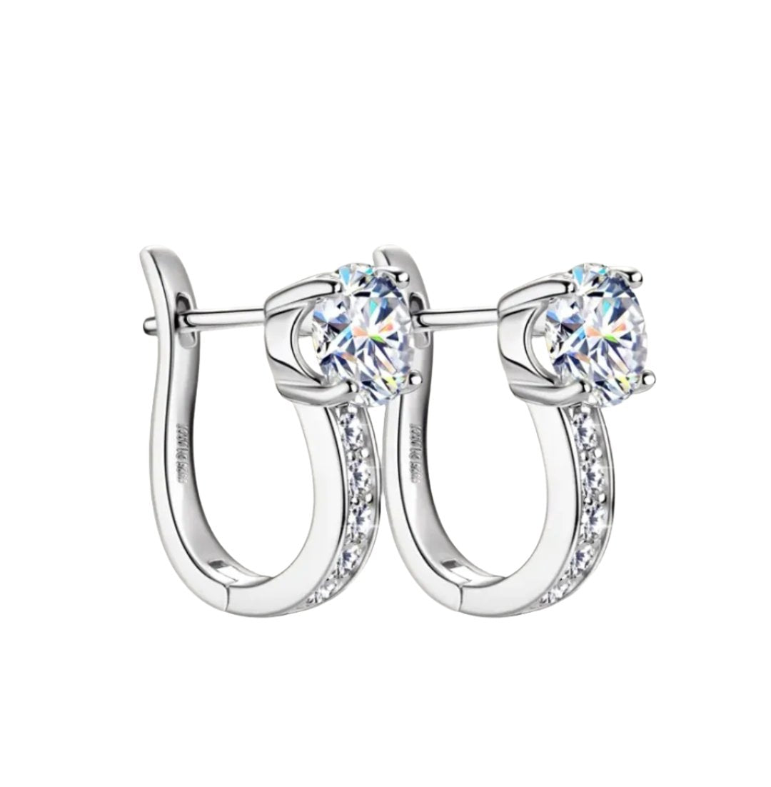 925 Silver 6.5MM 1CT Moissanite Diamond hoop Earrings