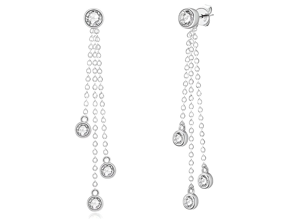 925 Silver 4MM 0.3CT Moissanite Diamond Tassel Earrings