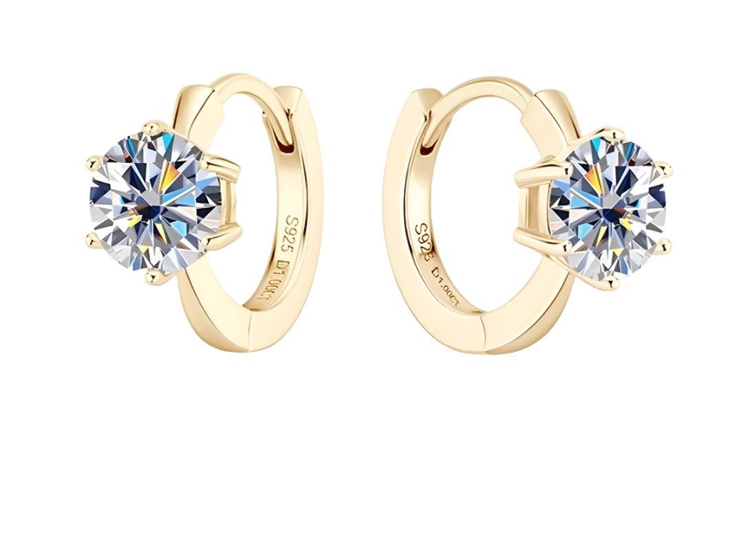 925 Silver 6.5MM 1CT Moissanite Diamond hoop Earrings