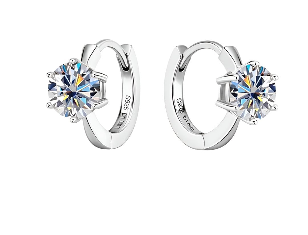 925 Silver 6.5MM 1CT Moissanite Diamond hoop Earrings
