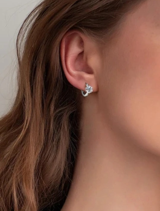 925 Silver 6.5MM 1CT Moissanite Diamond hoop Earrings