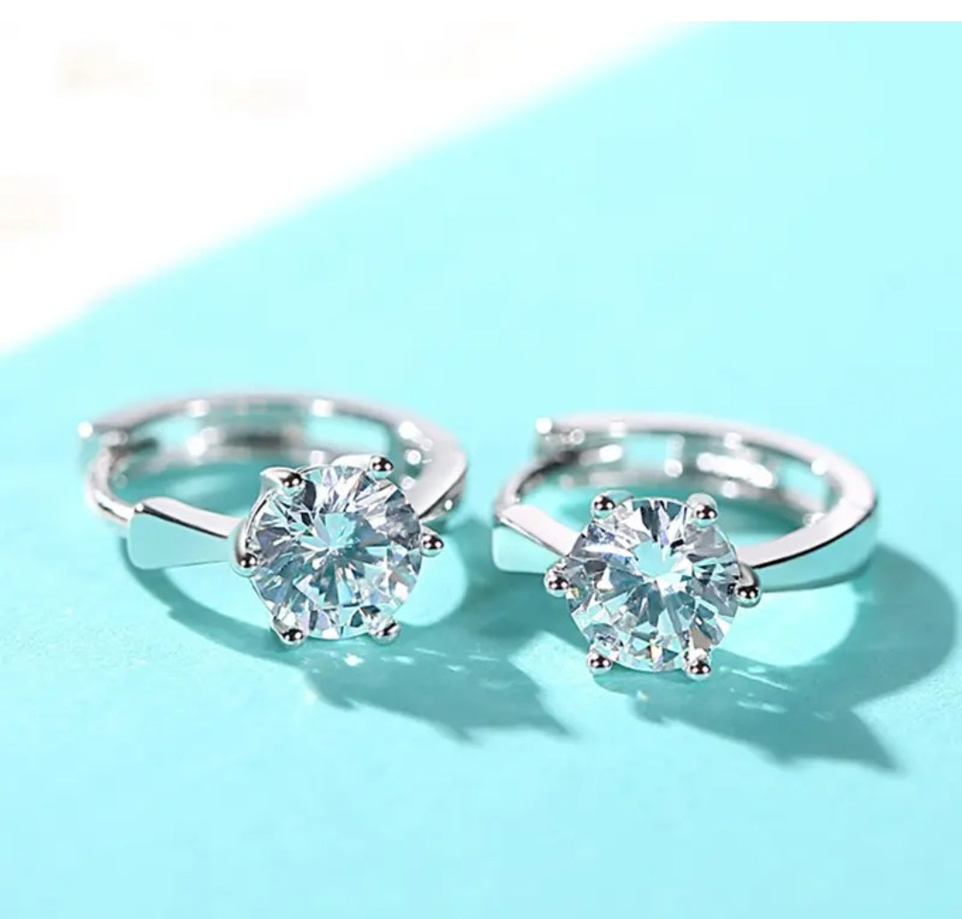 925 Silver 6.5MM 1CT Moissanite Diamond hoop Earrings