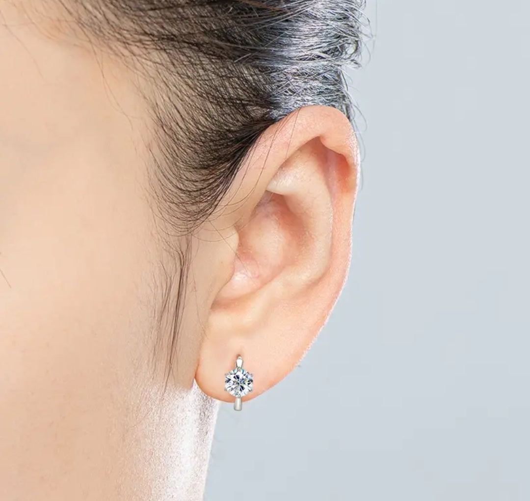 925 Silver 6.5MM 1CT Moissanite Diamond hoop Earrings