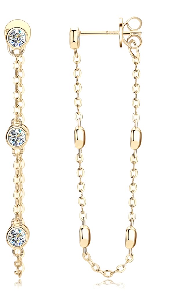 925 Silver 3MM 0.1CT Moissanite Diamond Tassel Earrings
