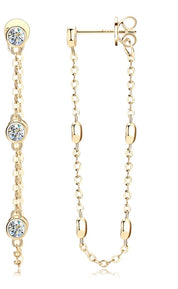 925 Silver 3MM 0.1CT Moissanite Diamond Tassel Earrings