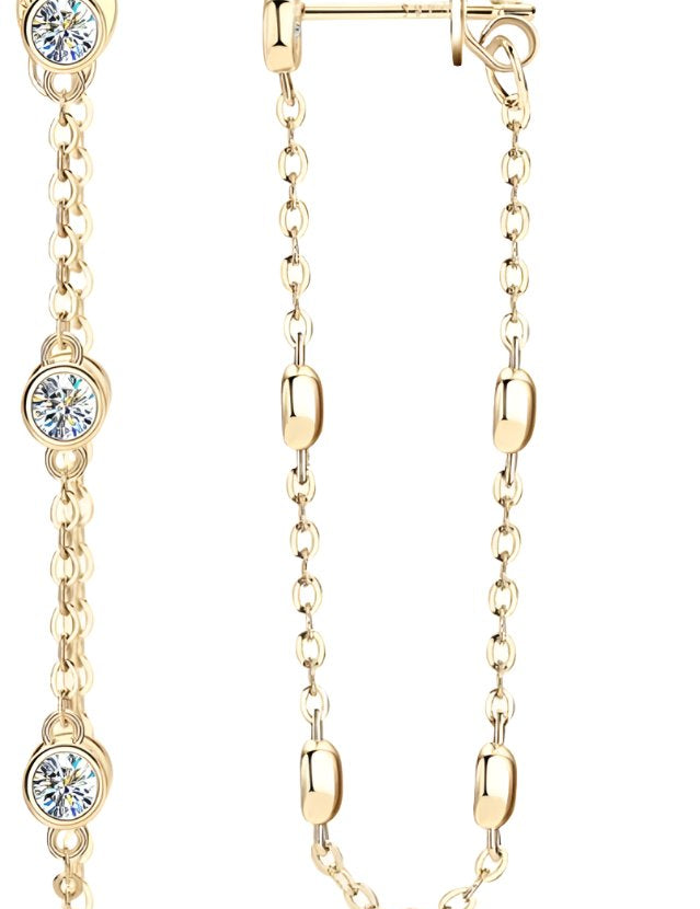 925 Silver 3MM 0.1CT Moissanite Diamond Tassel Earrings